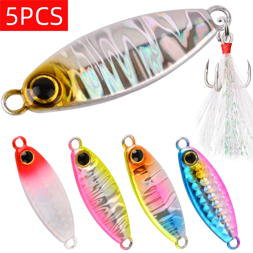 5 Pz/Set Micro Metal Jig Shore Casting Spoon Saltwater 10G Shore Casting Jigging Lure Fishing Pesca Esche Esche Artificiali