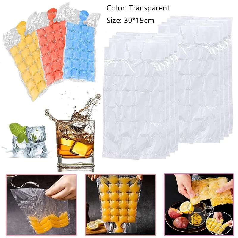 Moldes para cubitos de hielo de 10-100 piezas, bolsa autosellada desechable, fácil liberación, Enfriador de paquetes de hielo frío para Bebidas frías