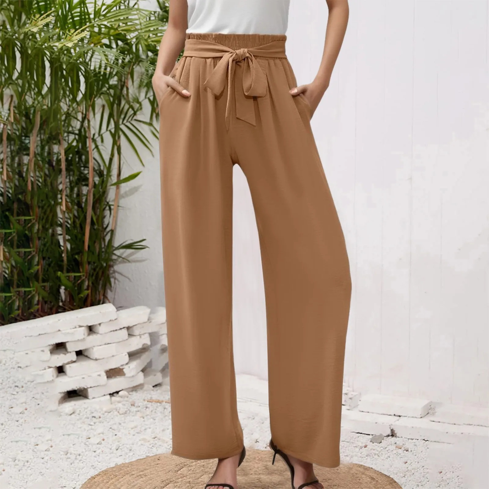 

Casual Loose Women Summer Solid Suona Trousers 2023 Pantalones De Mujer Elegantes Roupas Femininas High Waist All-match Pants