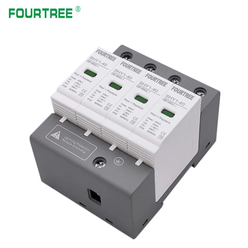 AC SPD Surge Protection 2P 3P 4P 10〜20KA/20〜40KA /30KA〜60KA House Lightning Protector Low-Voltage Arrester Protective Device surge protector