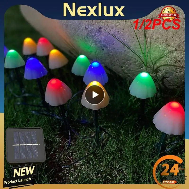 

1/2 шт. светодиодные гирлянды на солнечной батарее, сказочные светильники для газона, ландшафта, грибов, уличная Рождественская гирлянда для сада, патио, уличное украшение