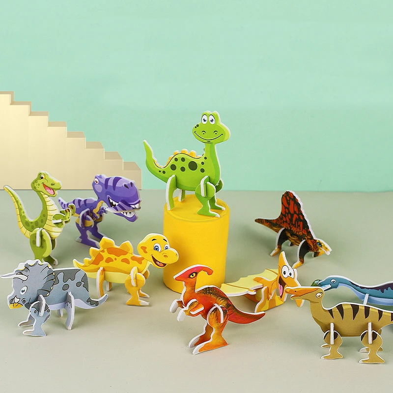 30 szt. Papieru 3D z dinozaurami na przyjęcie puzzle zabawki dla dzieci upominek imprezowy urodzinowe w klasie kuferek na skarby wypełnienie pinaty nagrody