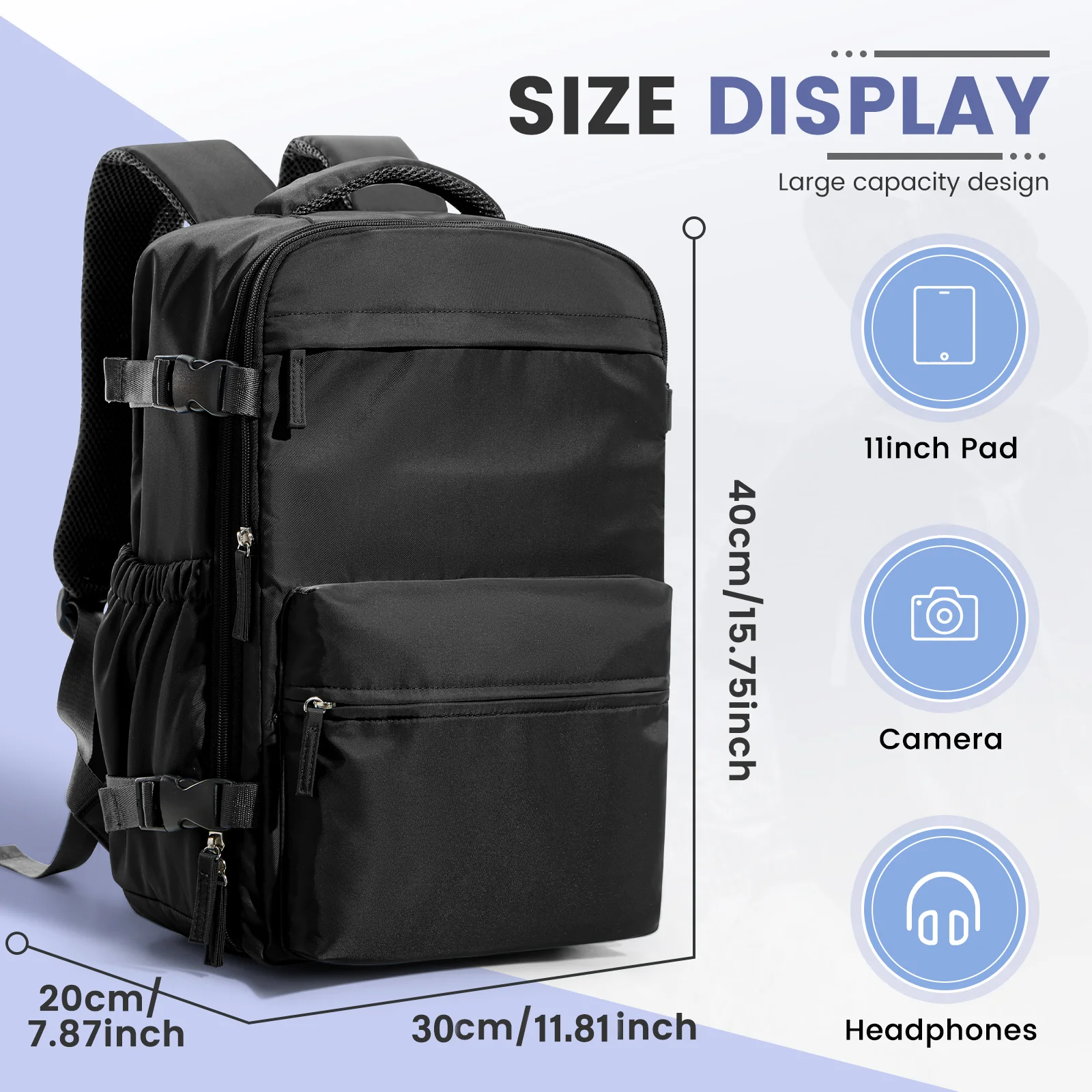 Ryanair 40x30x20 Cabin Bag Hand Luggage Vacuum Compression Backpack 15.6in Laptop Backpack For Men, Vacuum Clothing Storage Bag