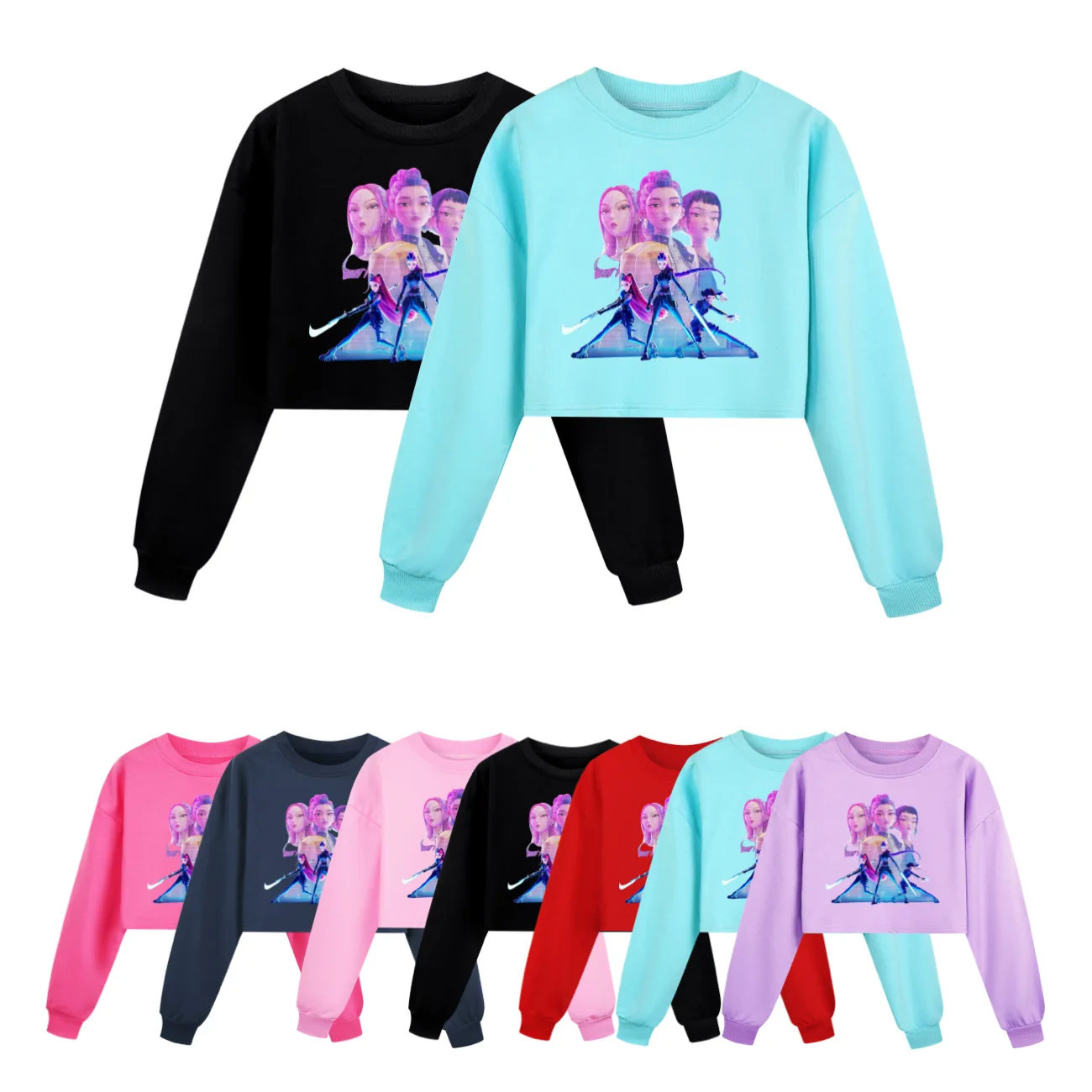 Sweat à Capuche Kpop Demon Hunters Pour Enfants - Taille 4-14 Ans, Coton/polyester, Motif Imprimé Tendance