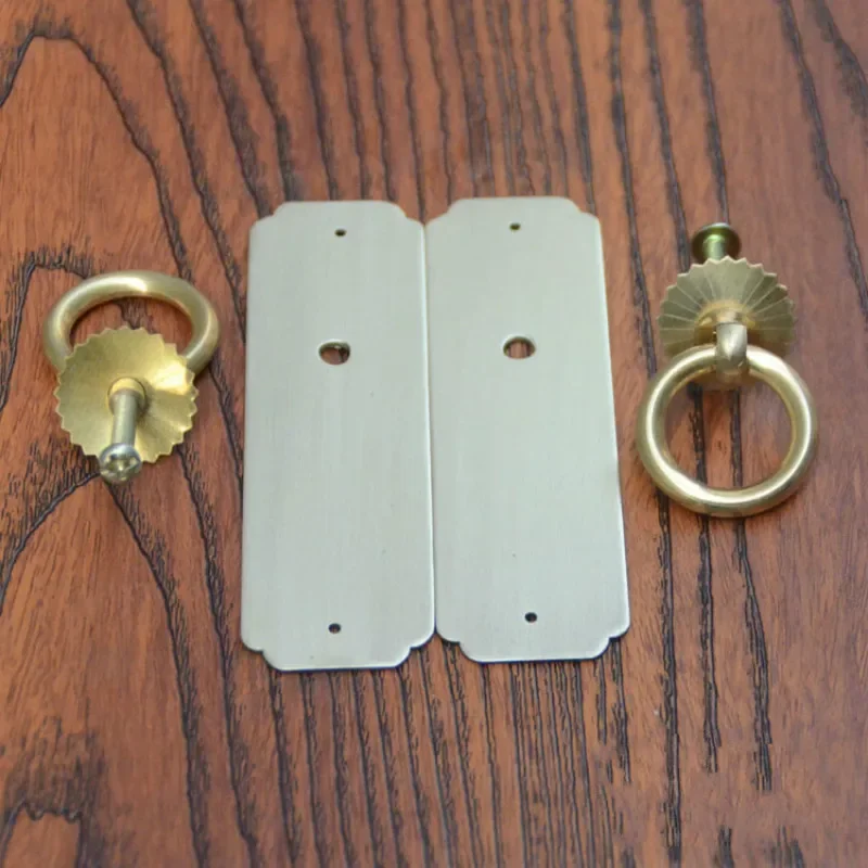 Description Picture 3 of itemXipeiyi Antique Chinese Furniture Handles Flat Brass Drawer Cabinet Door Pull Ring Retro Kitchen Wardrobe Bookcase Knobs 3x10MM