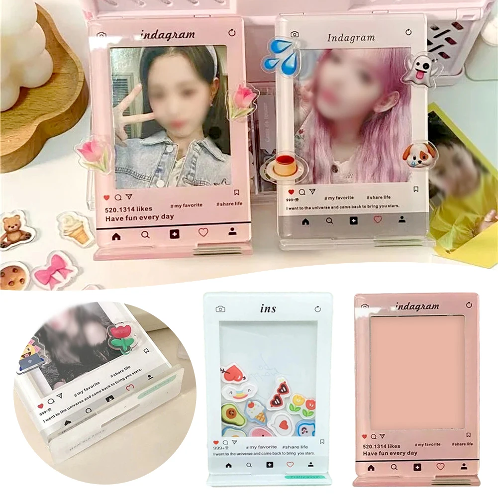폴라로이드 사진 귀여운 DIY 사진 프레임, 침실 사무실용 세련된 데스크탑 사진 거치대, 3 인치 