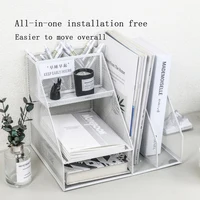 Mesh storage frame multi-functional layer desktop file letter tray for folders, mail, stationery, desk accessories White black 2