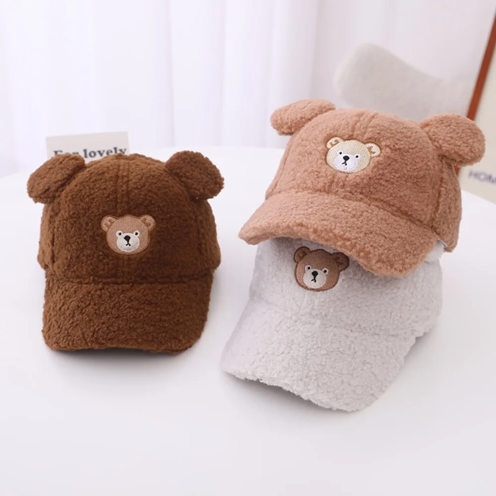 

Мягкая и приятная для кожи детская бейсбольная Кепка из меха ягненка и медведя утепленная дышащая универсальная кепка корейской версии ветрозащитная теплая