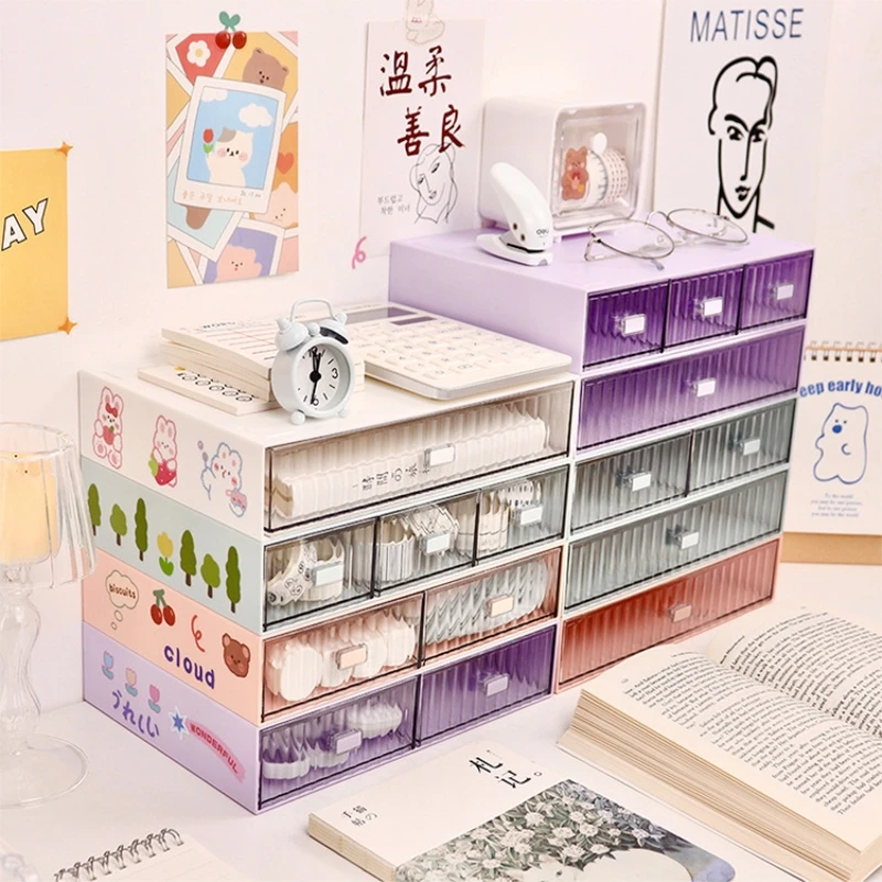 

Multi-compartment Drawer Jewelry Storage Box Plastic Earrings Necklace Bracelet Cosmetic Organizer Dormitory Office Desk Accesso