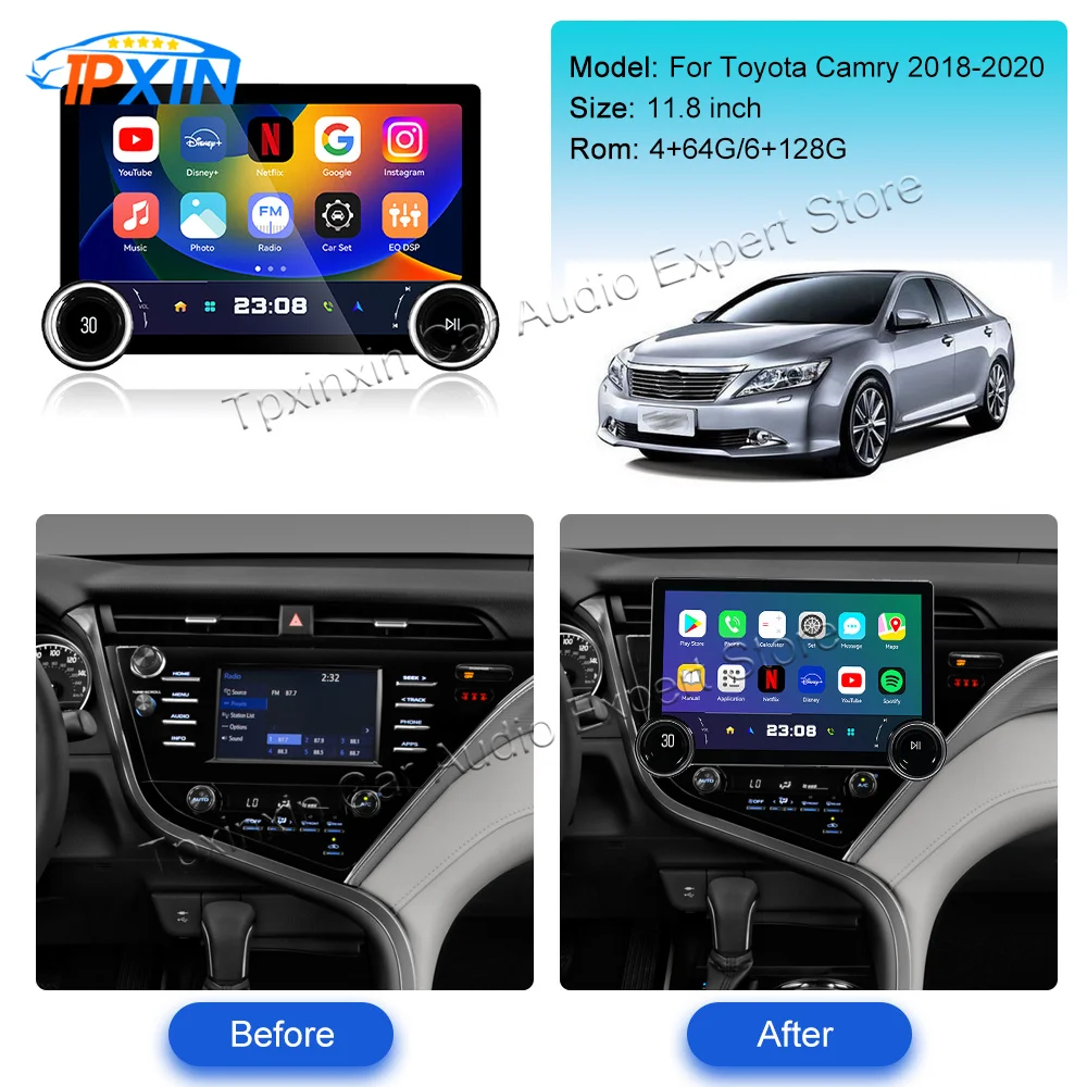 

11.8" Car Radio For Toyota Camry 2018-2020 DVD Multimedia Video Player Stereo Auto GPS Navigation Carplay DSP 5G WIFI Head Unit