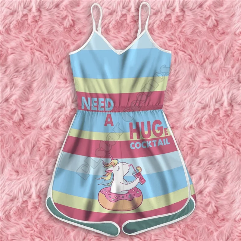 3D All Over Printed I Need A Huge Cocktail Rompers Summer women's Playsuits Bohemia Style Clothes