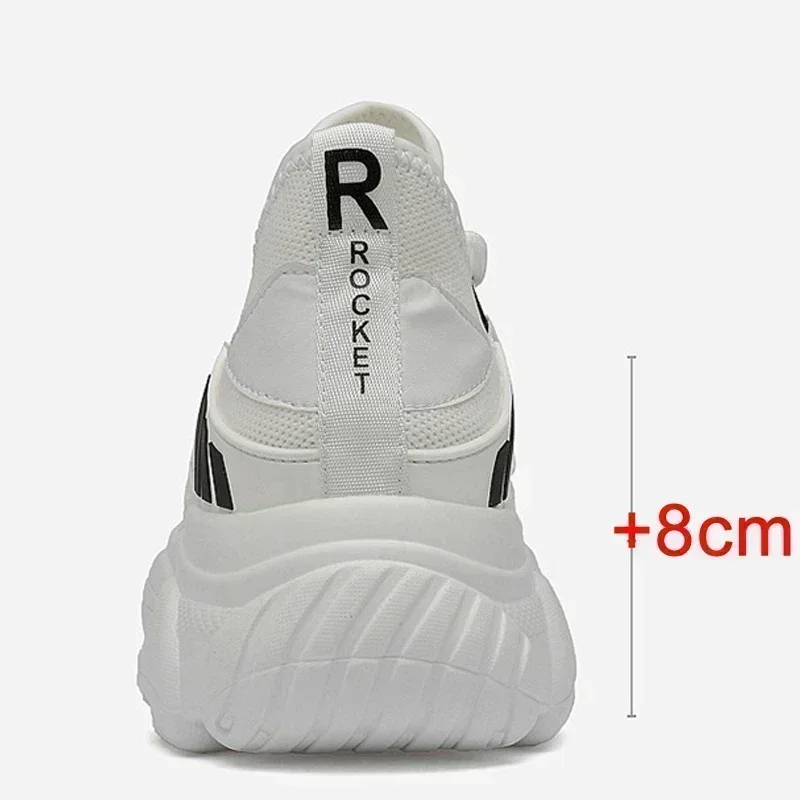Men Elevator Shoes Breathable Casual Hidden Heels 8cm 6cm Height Increasing