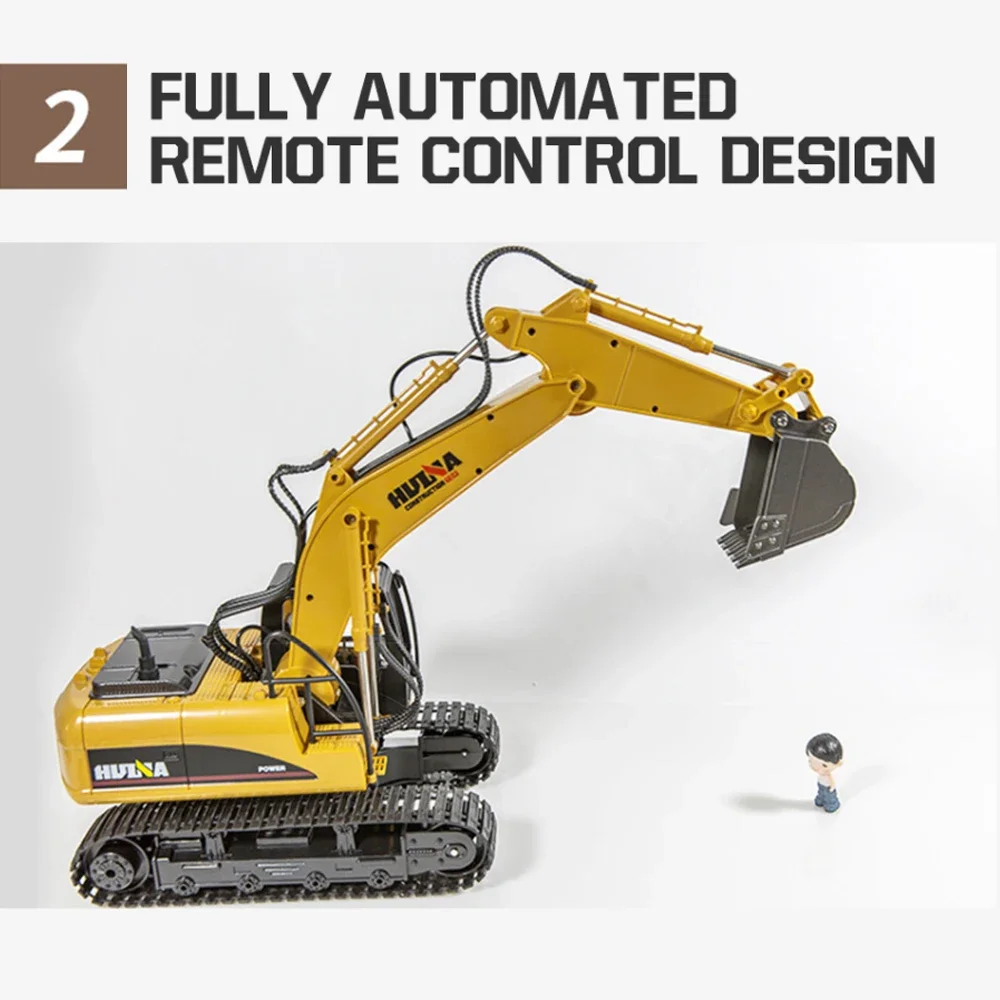 Huina 550 535 Rc Excavator 1/14 15Ch Remote Control Cars Trucks Alloy Construction Engineering Vehicle Electric Toys for Boys