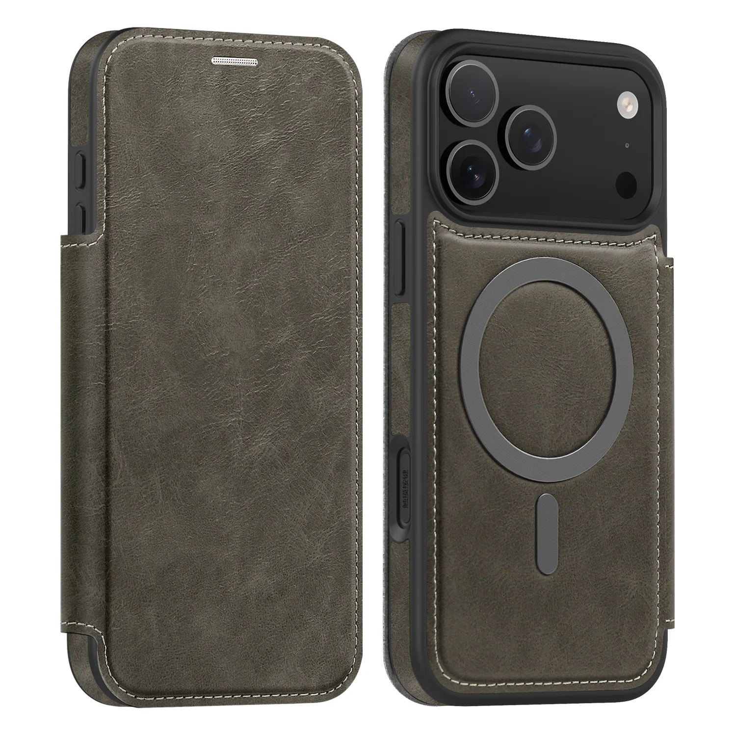 Premium Business Leather Flip Case with Magnetic MagSafe and Built-in Card Slot