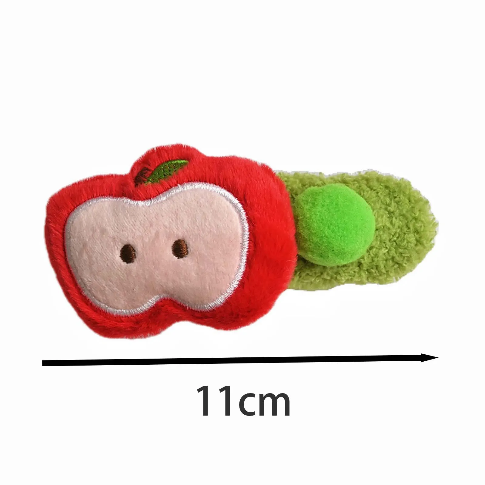1PC Cute Apple - Shaped Plush Hair Clip, Kawaii Fruit Hair Accessory for Girls, Sweet Hair Decoration