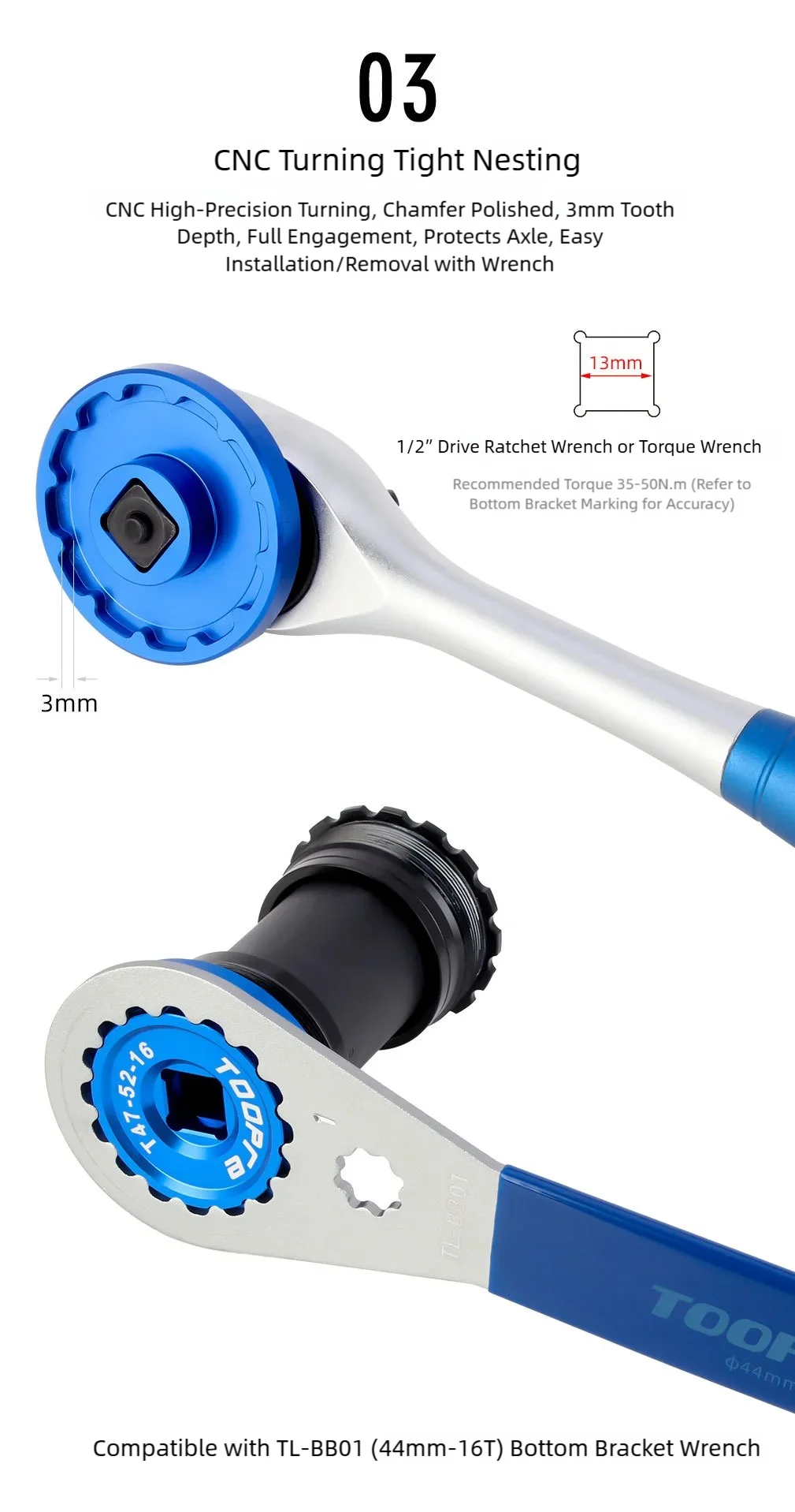 TOOPRE Fahrrad-Innenlager-Abzieher T45/T47 Integriertes Gewinde-Innenlager-Abziehwerkzeug – Detail 9