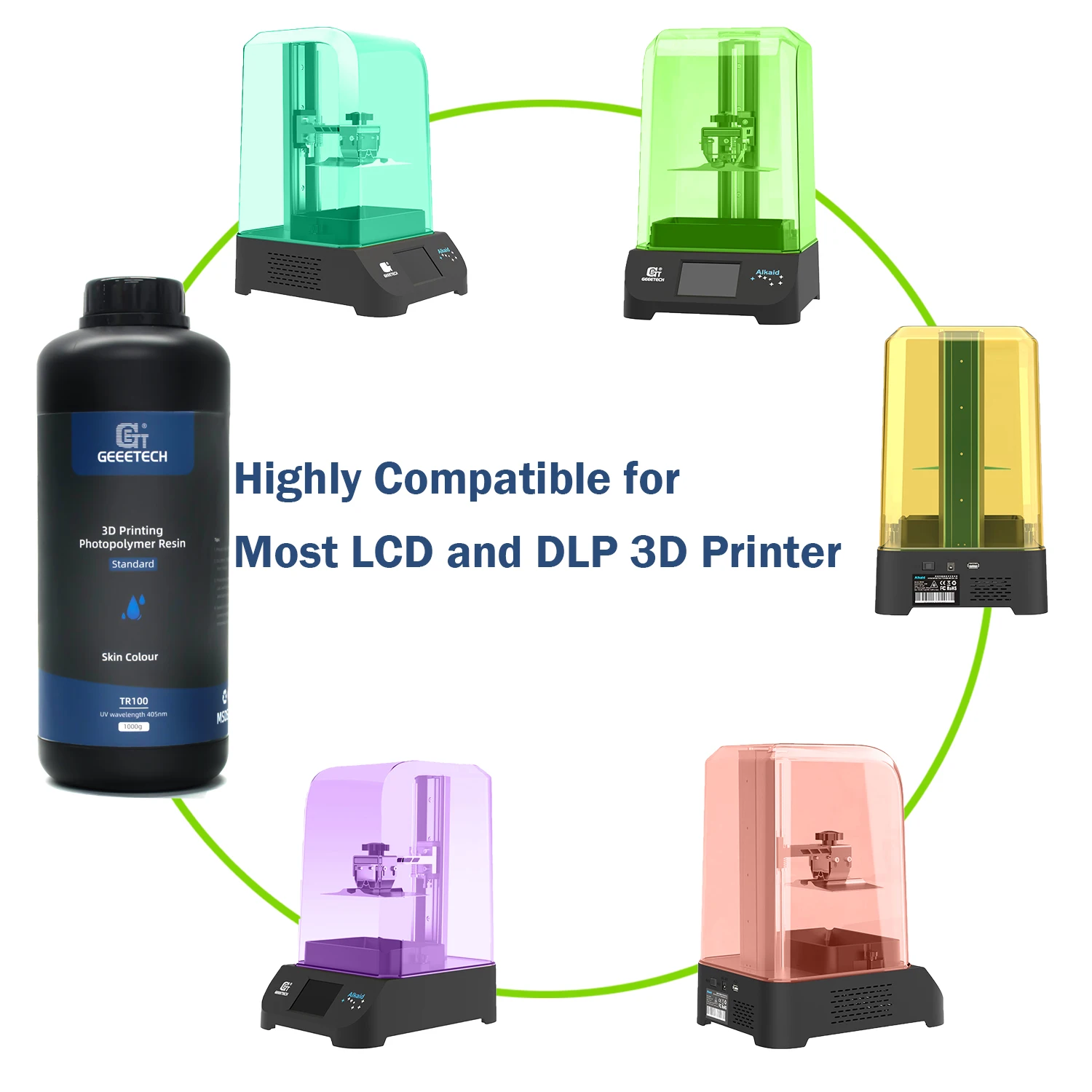Geeetech LCD/DLP 3D Printer Resin 1Kg 405nm 4K/8K UV Cured High Precision Printing Liquid Photopolymer Resin For LCD Printer