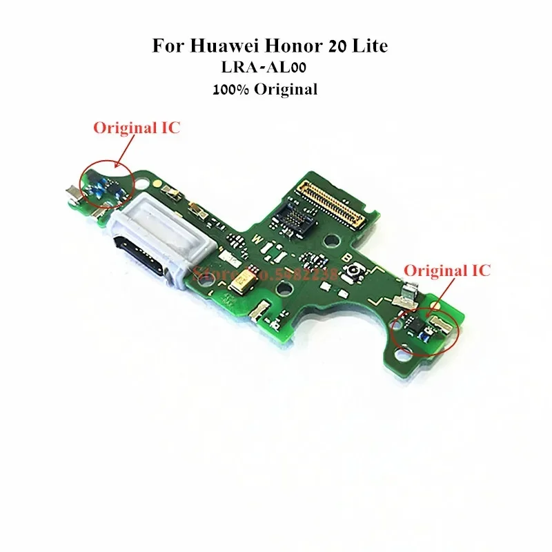 100% Оригинальный USB зарядный док-порт гибкий кабель для Huawei Honor 20 Lite LRA-AL00 зарядное устройство с разъемом для микрофона