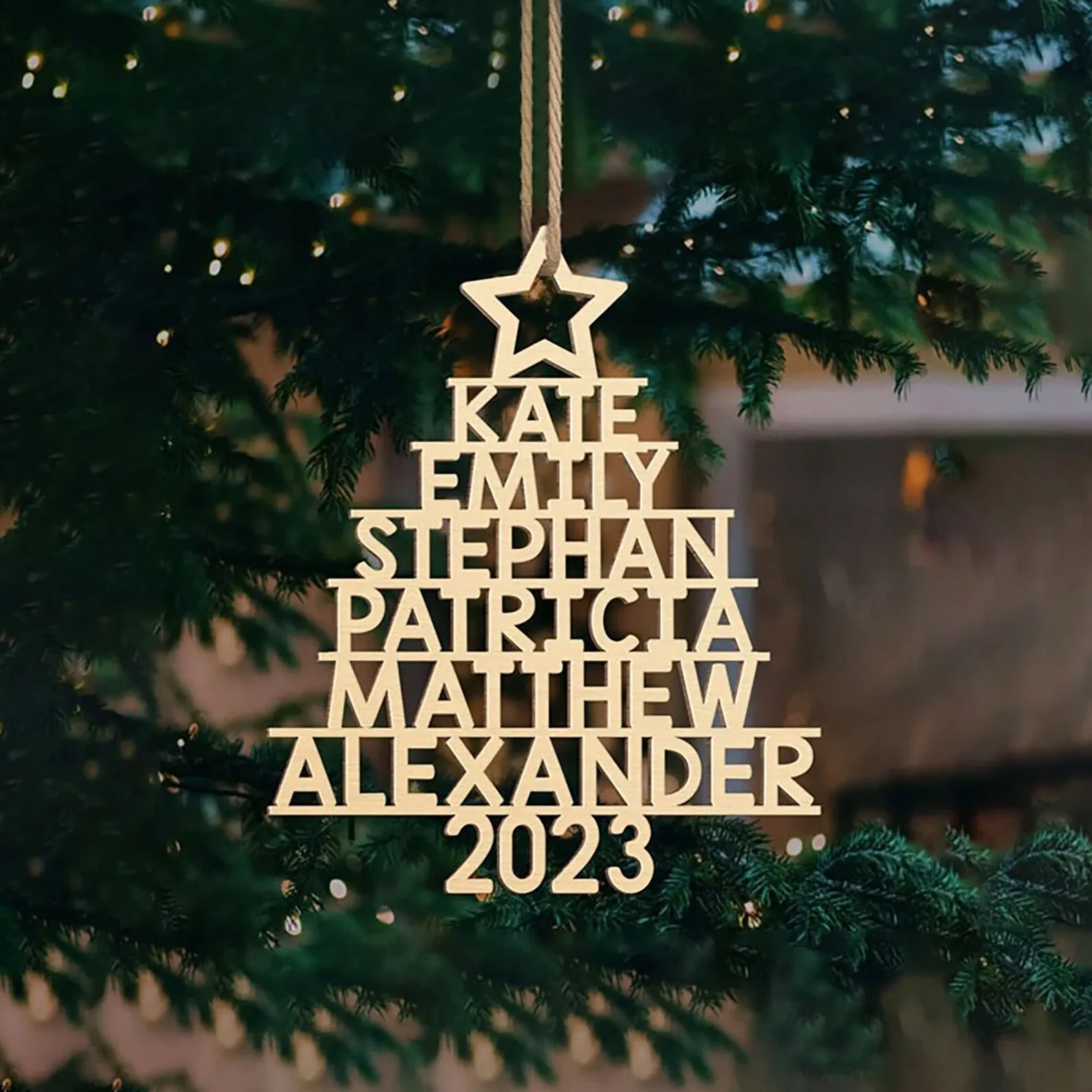 

Персонализированное Рождественское украшение с именем семьи, семейное Рождественское украшение для дома, подвесные кулоны на рождественскую елку, новый год 2024