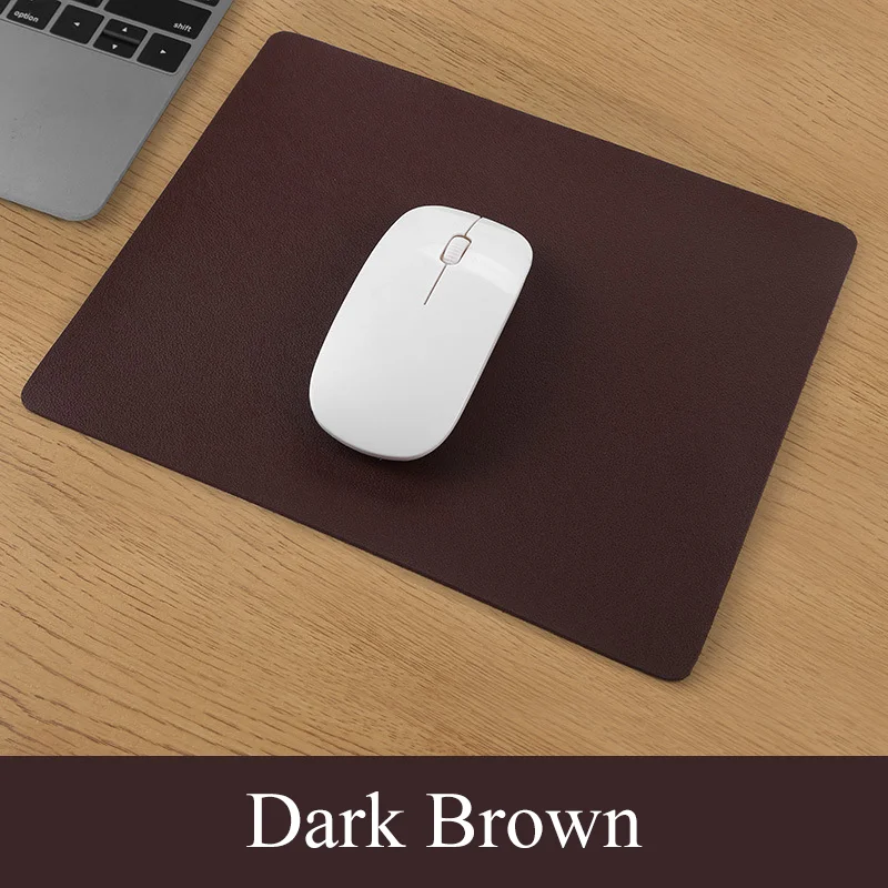 Deluxe Solid Color PU Leather Waterproof Mouse Mat, Anti-slip, 23x19cm - Stylish Desk Accessory