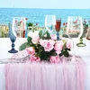 90*180CM Pink Cheesecloth Table Runner Romantic Wedding Dining Table Decoration Pink Tablecloth For Bridal Party Christmas 6