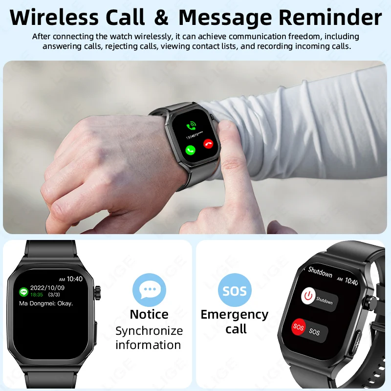 LIGE ECG+PPG Smart Watch Men Women Blood Lipid Uric Acid AI Diagnostic Detector Body Temperature Health Tracker Smartwatch New