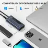 Minisopuru Powered USB C Hub 7 in 1 Type C 3.2 Hub Supports 10Gbps Data Fast Charging Adapter for MacBook Pro Air iMac iPad Hub 5