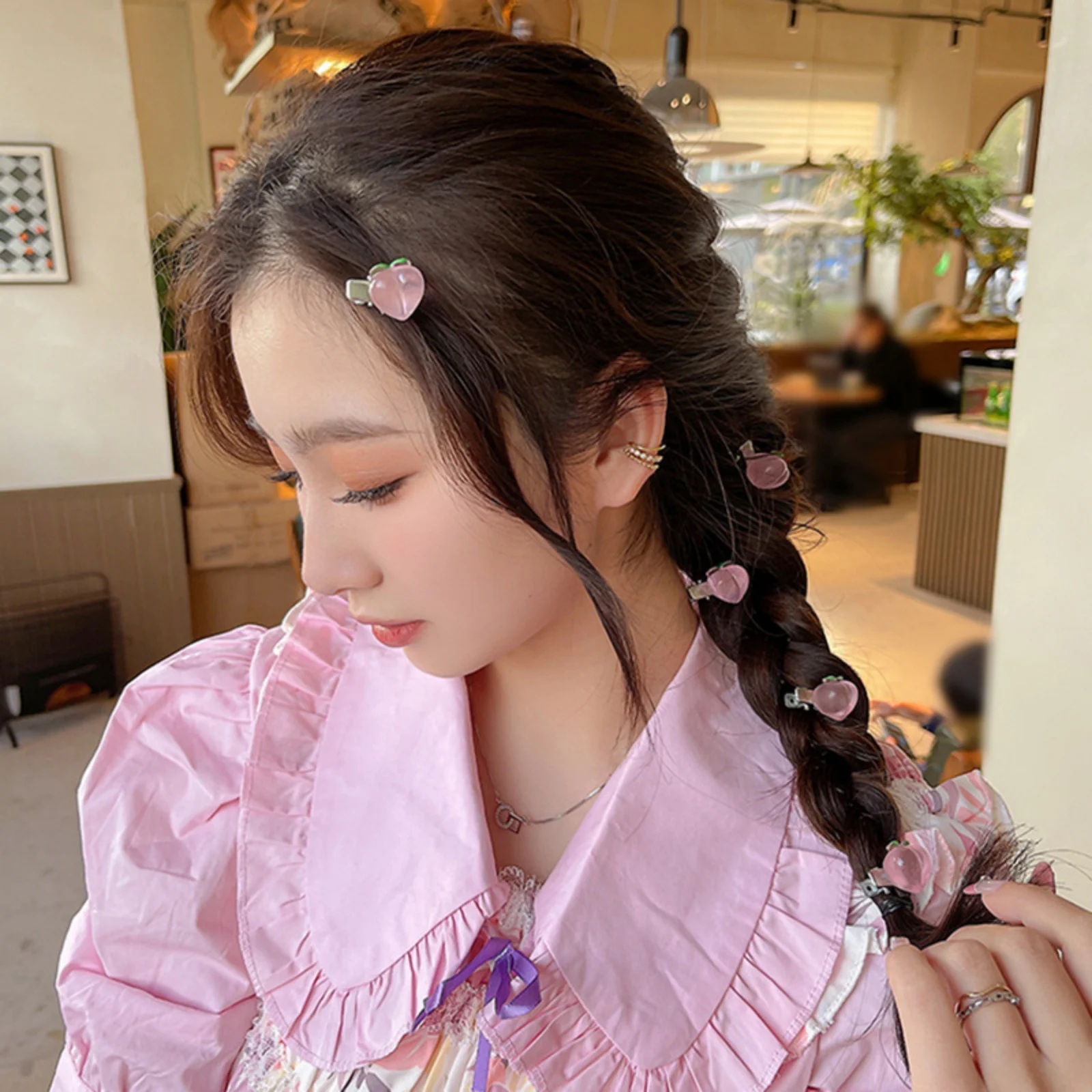 5PCS Pink Bowknot & Rose Hair Clip Set, Cute Mini Hair Accessories for Girls, Perfect for Braids & Updos