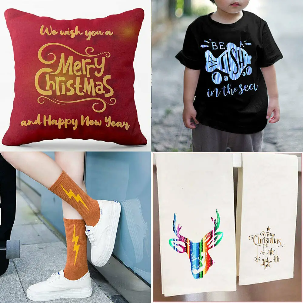 HTV Heat Transfer Vinyl 12"x10"/12"x19" Sheet 40 Colors Luminous 3D Puff Animal Pattern DIY Iron on Fabrics T-Shirts for Cut