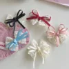 2Pcs Elegant Lace Bow Hairpins Women Fashion Red Ribbon White Floral Design Travel Casual Hair Accessory Elegant Hair Clip