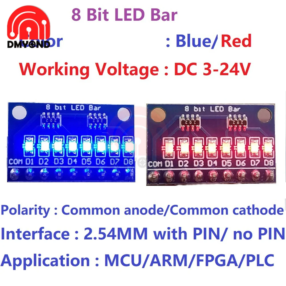 3-24v 8-Bit Blue/Red Common Anode/Cathode Led Indicator Board Starter 1Pcs For Arduino UNO Mini Nano Mega2560 DUE Breadboard