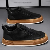 Autumn Men's New Breathable Canvas Shoes, Anti Slip and Wear-resistant Thick Soled Board Shoes, Versatile Casual Sports Shoes 2