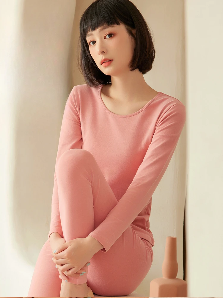 Autumn Winter Women Clothes 2 Piece Sets Female O-neck Slim Tops and Long Trousers Ladies Thermal Underwear Suits H695