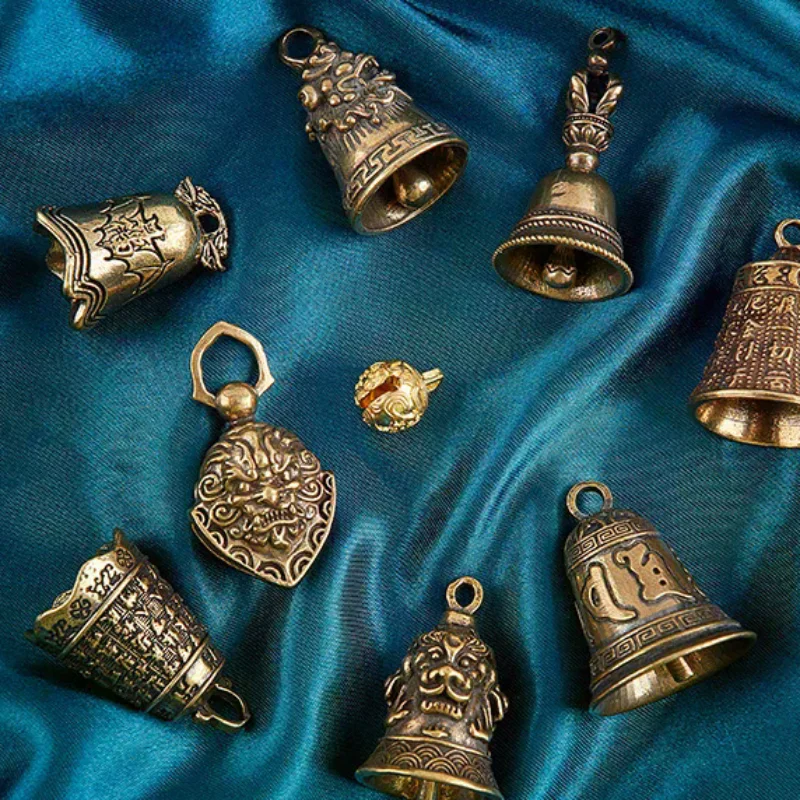Elegant Brass Bell & Gourd Pendant Keychain