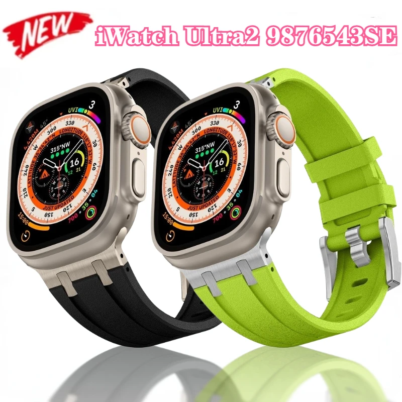 

Ремешок из жидкого силикона для Apple Watch Band Ultra 2 49 мм 9 8 7 45 мм, браслет с каменным узором, браслет для IWatch 6 5 4 SE 44 мм 42 мм Correa