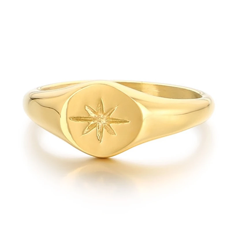 New Trendy Stainless Steel Star Shaped Ring for Women Wholesale 2