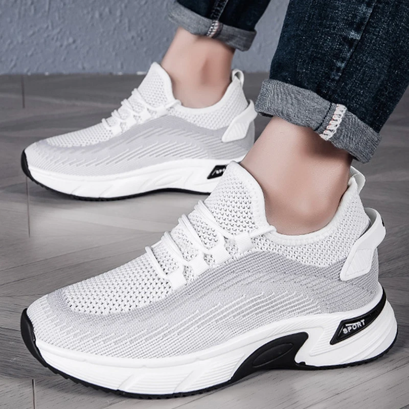 Sneakers Men's Elevator Shoes Hidden Heels Lift Height Increased Shoes Insoles 8CM Sport Height Increasing Breathable Mesh Shoes