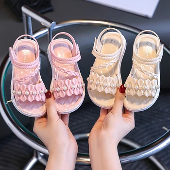 Trendy Cute Solid Color Open Toe Sandals For Girls, Breathable Lightweight Wear-resistant Sandals For All Seasons 1
