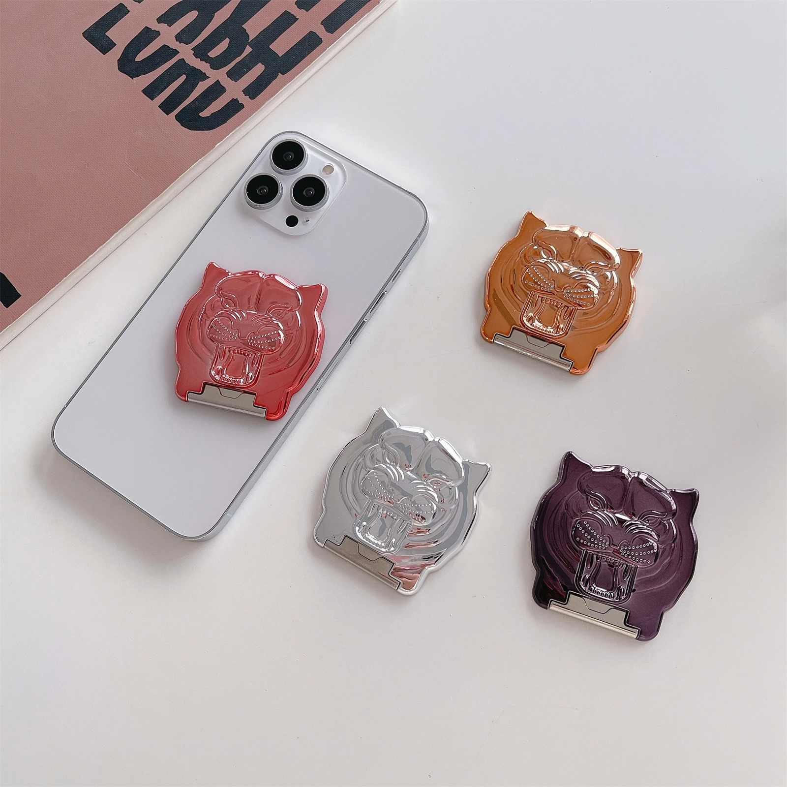 Cute Cartoon Tiger Foldable Chrome Phone Stand Holder For iPhone Samsung Huawei Xiaomi Universal Cellphone Kickstand Grip |