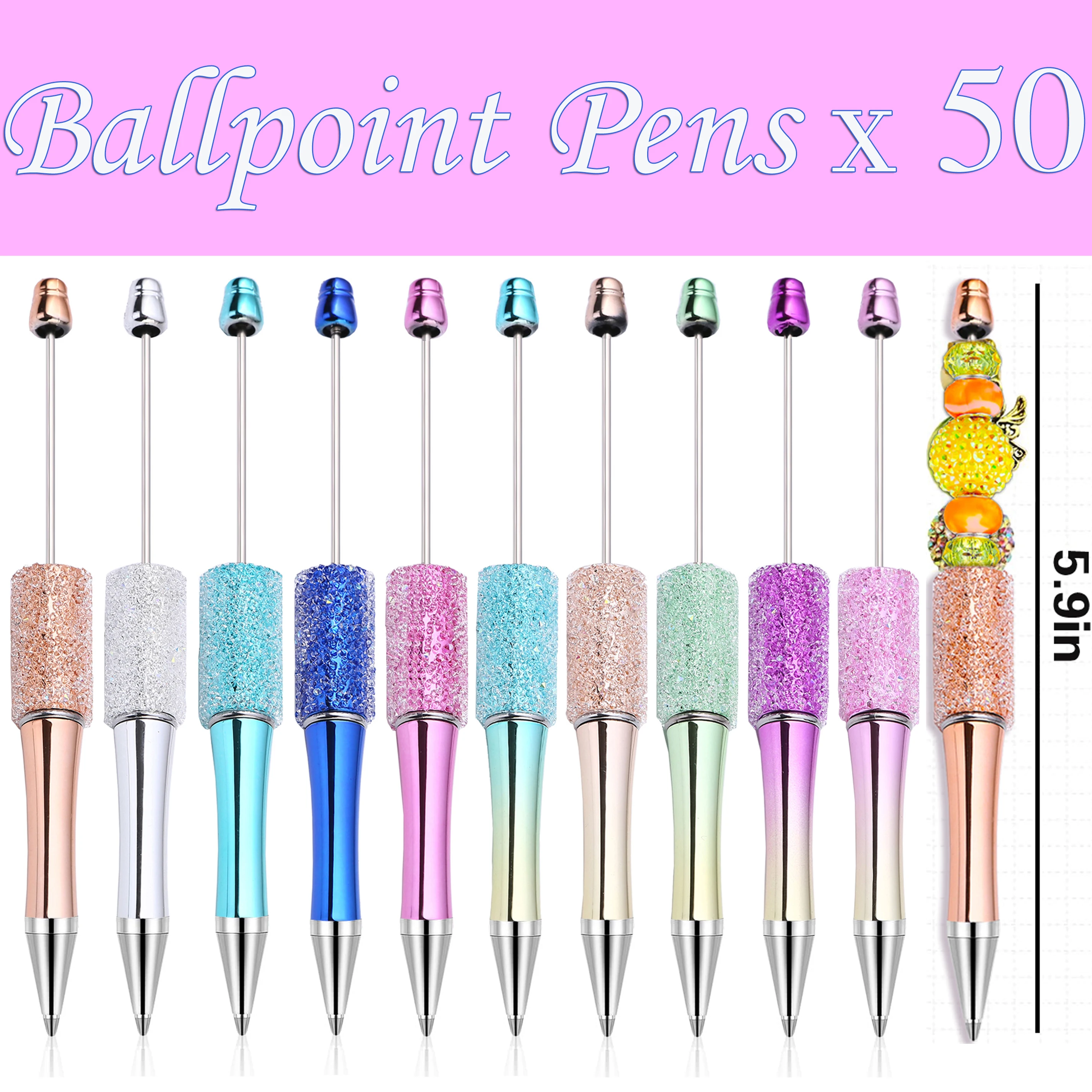 

50Pcs Wholesale Full Star Beaded Pen Creative DIY Handmade Sticker Set Diamond Beaded Ballpoint Pens Advertising Gift Pen