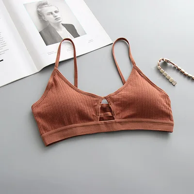 1PC Women's Sexy Cotton Sports Bra Tube Top Hollow Seamless Wireless Push-Up Bralette for Active Lingerie 5
