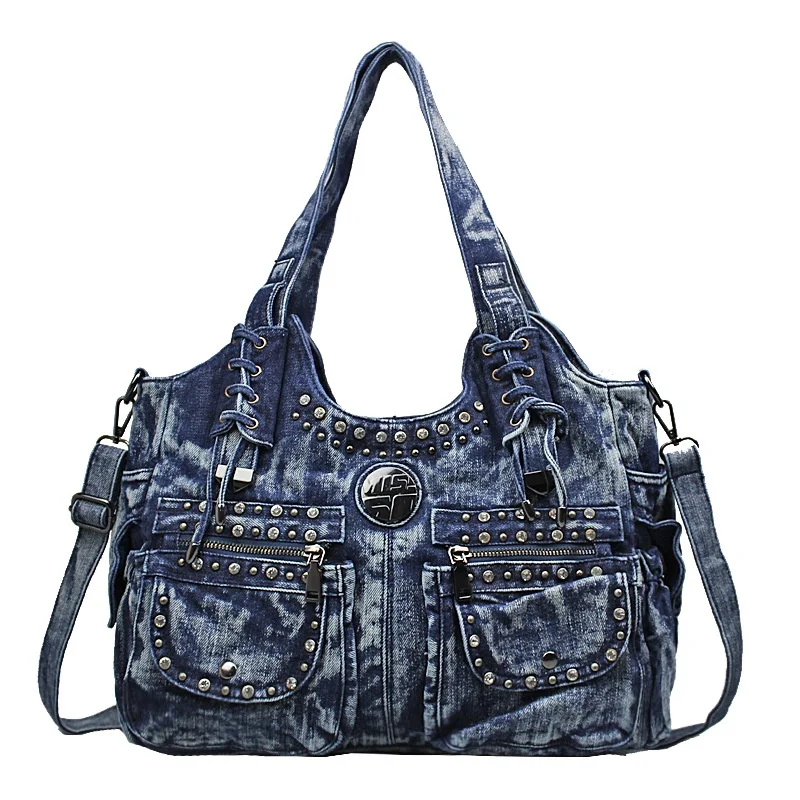 Shoulder Bag Denim Print Women Denim Hobo Handbags Denim Handle