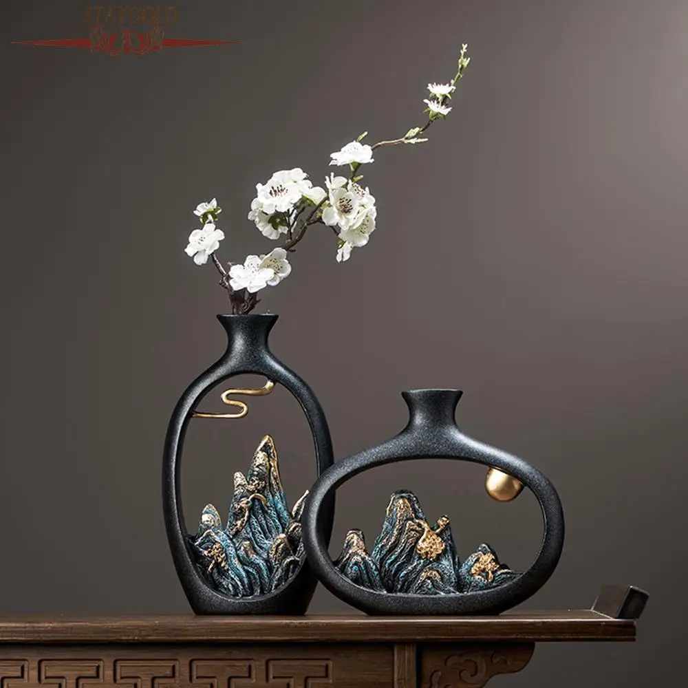 Japanese Style Wealth Vase Vintage Chinese Feng Shui Vase Office Living