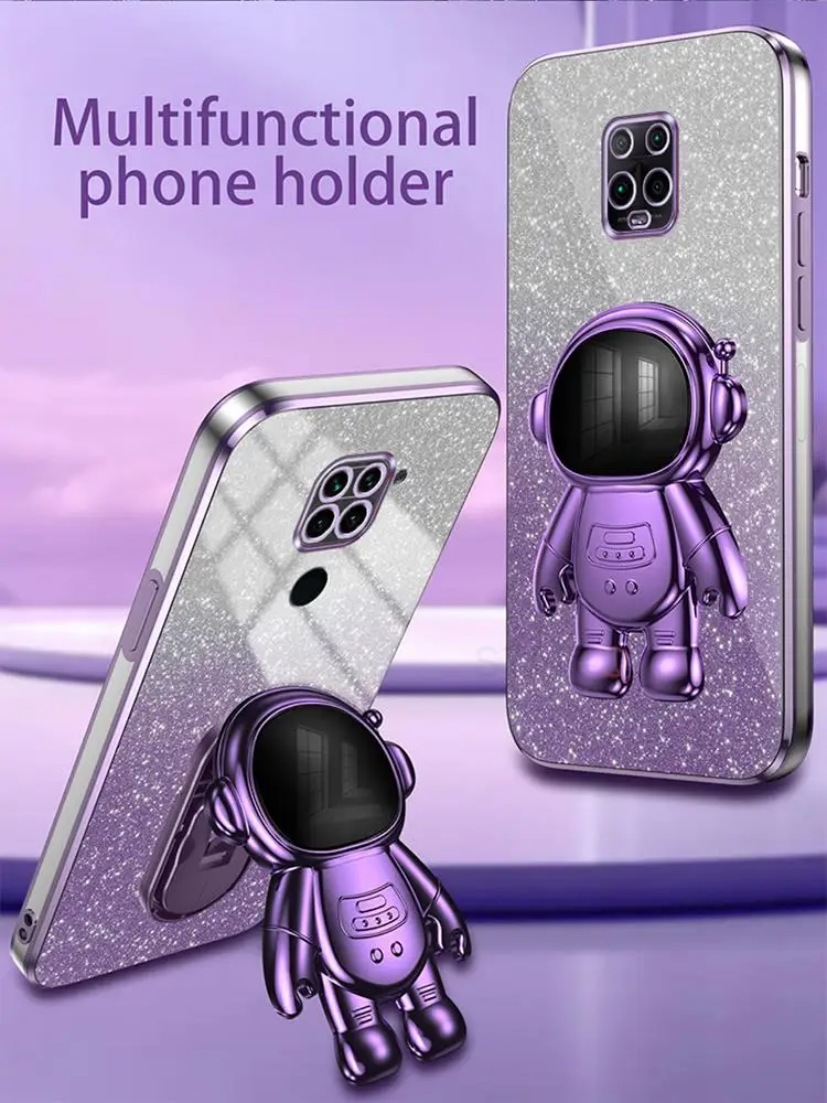 Luxury Glitter Plating Astronaut Holder Stand Silicone Back Cover