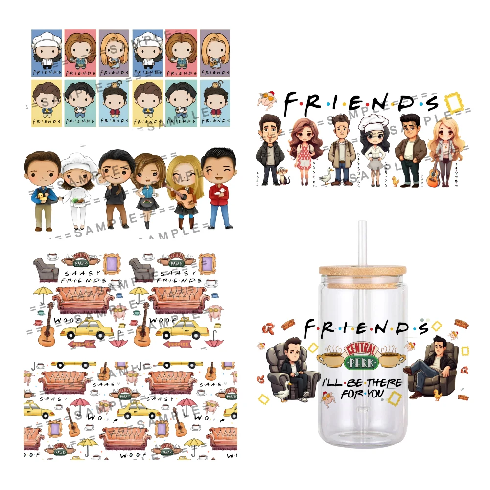 

Cartoon TV Drama Pattern UV DTF Transfer Sticker Waterproof Transfers Decals For 16oz Glass Cup Wrap Stickers