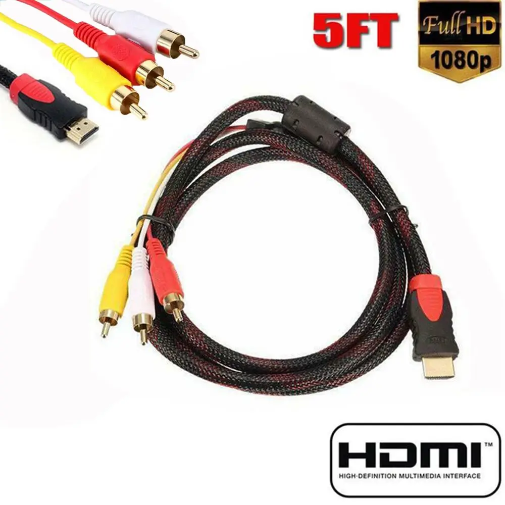 Prolunga 3-Rca 1.5 M Hdtv Av Hd 1080P Linea Audio Cavo Differenza Colore Cavo Hdmi A 3 Rca