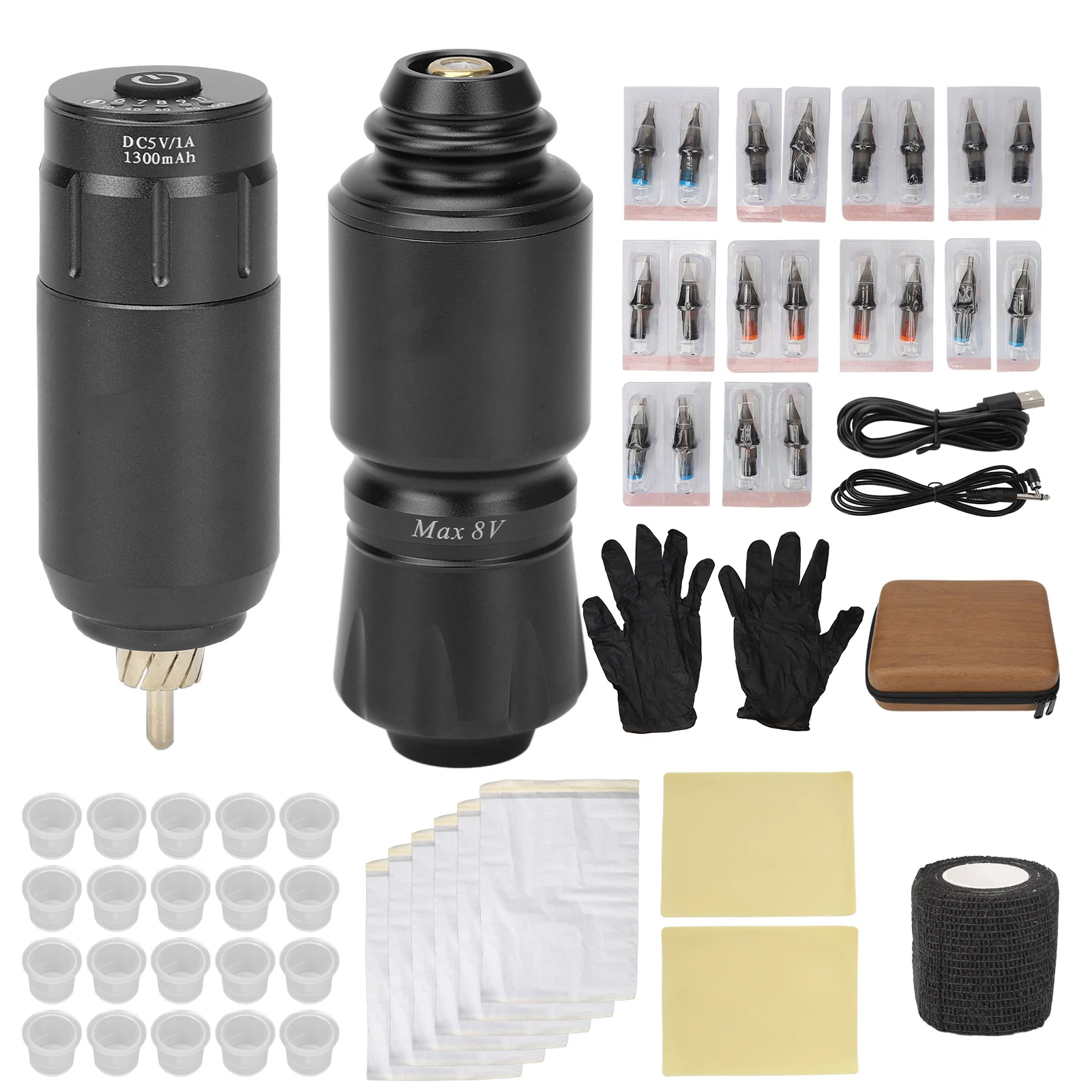 

Tattoo Battery Pen Kit Tattoo Pen Kit Voltage Adjustable Wireless Liner Shader 6-11V Fast Charging Cartridge Needles for Salon