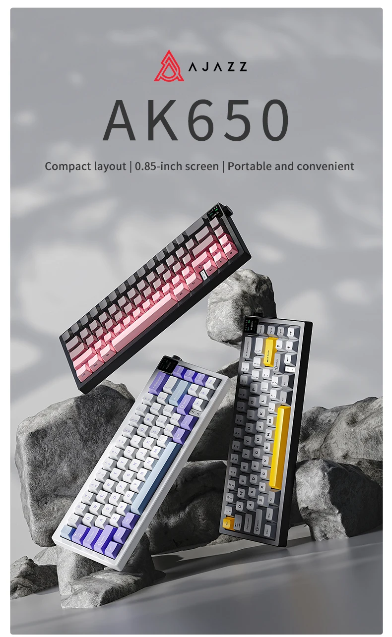 AJAZZ AK650 Kabellose Mechanische Tastatur, Tri-Modus mit Bildschirm, Flying Fish Schalter, RGB-Hintergrundbeleuchtung, Hot-Swappable – Detail 1
