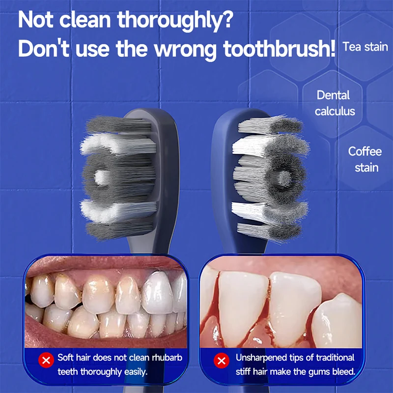 Bamboo Charcoal Toothbrush Electric Toothbrush Soft Toothbrush Portable Toothbrush Men's Adult Universal Harbristled Toothbrush for Deep Cleaning 360&deg; Bristles Independent Packaging Whitening and Cleaning