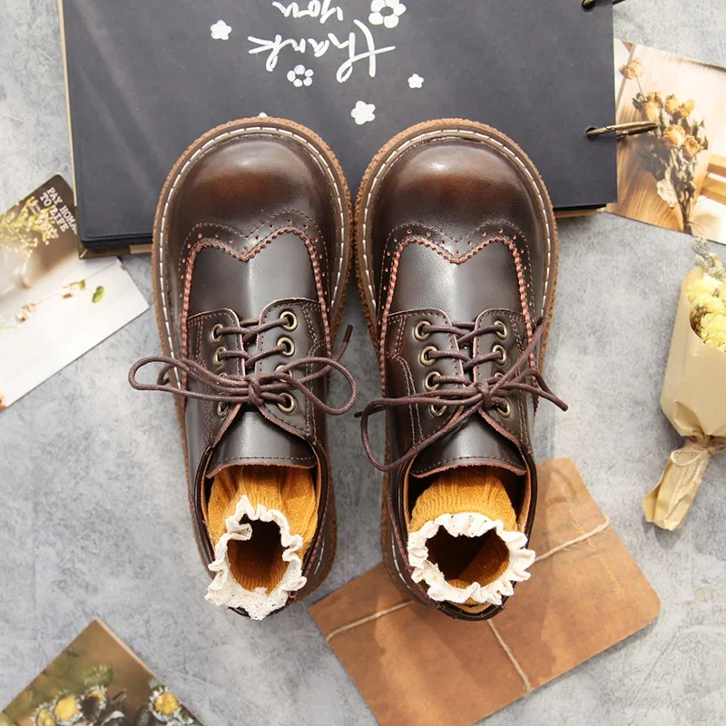 

Mori Girl Literary Retro Small Leather Shoes Genuine Leather Women's Shoes Handmade Thick-Sole Student Single Shoes Casual Flats
